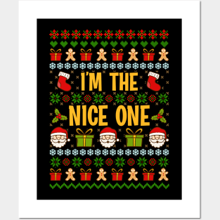 Nice and Naughty Ugly Christmas Matching Sweatshirts Posters and Art